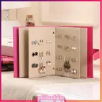 BOOK DESIGN JEWELRY ORGANIZER PORTABLE EARRING HOLDER PU LEA