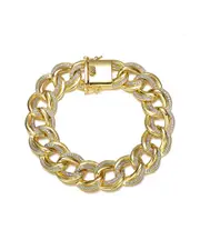 Rachel Glauber 14K Plated CZ Link Chain Bracelet