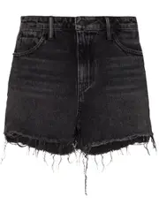 [Alexander Wang] Alexander Wang-Shorts In Denim A Vita Media Con Orlo Vivo-Donna 27