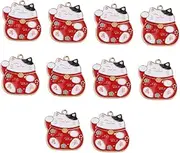 [SHINEOFI] 10pcs Cat Charms Diy Keychain Jewelry Making Charms Lucky Cat Pendant for Lovers