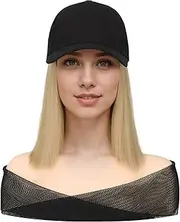Shawl Length Wig Peaked Cap for Women Straight Style Synthetic Heat Resistant Party Travelling Wig Teen Girls Medium Blonde Highlight