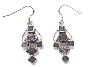 Genuine Amethyst Earrings .925 Sterling Silver 6 stones Antiqued Silver Value