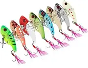 BCOATH Realistic Fishing Bait 3D Eyes 4pcs Metal Spoon Hooks for Bass Fishing Random Color