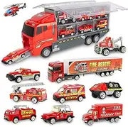 [Jenilily] Fire Engine Toys Car Emergency Rescue Truck Vehicles Alloy Mini Firetruck Models for Kids Boys 3 4 5 Years Old