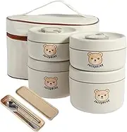 UKQRRTC 304 Stainless Steel Box Stackable Adult Food Box Portable Insulated Food Container Leakproof Box with Chopsticks Spoon Insulated Bag (2 large 2 small)