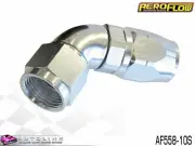 AEROFLOW SILVER ONE PIECE CUTTER FULL FLOW SWIVEL 60° HOSE END -10AN AF558-10S