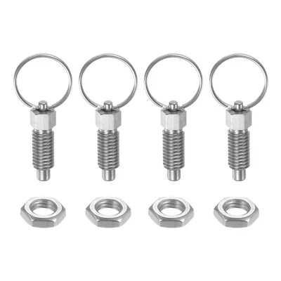 4Pcs Spring Plunger M8*1.25 0.63" Thread Length Pin Dia.5mm Pull Ring Flat Head