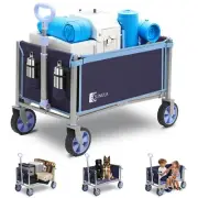 Foldable Wagon Cart 220lbs- 3 in 1 Collapsible Wagon Cart with Wheels, 2 Cup ...