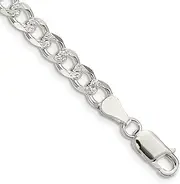 [JewelryWeb] 925 Sterling Silver Solid Polished 5.5mm Pave Curb Chain Bracelet Lobster Claw Jewelry Gifts for Women - Length Options: 18 20 23