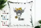 Personalised long horn Cow Sequin Pillow Cover for Christmas