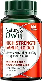 Nature’s Own High Strength Garlic 10000 Tablets 100 - Reduces Mild Upper Respiratory Tract Congestion - Supports Healthy Immune System Function & Cardiovascular Health