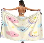 [RPLIFE] Cute Pastel Clouds Swimsuit Coverup Sarong, Summer Pool Sarongs for Women, Large, Cute Pastel Clouds, Medium