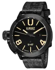 U-Boat Classico U-47 AB1 Automatic Black PVD Black Dial Leather Mens Watch 9160