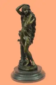 Female Nude Grecian Goddess Rapunzel Enchantress Bronze Marble Statue Decorative