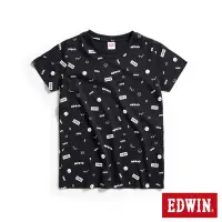 在飛比找Yahoo奇摩購物中心優惠-EDWIN 滿版小LOGO圖騰短袖T恤-女-黑色