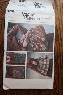 Vogue 8833 Vintage Sewing Pattern Lined Handbags Uncut