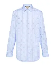 Gucci Horsebit Detailed Long-Sleeve Shirt SHIRTS INCH15,SHIRTS INCH16.5,SHIRTS INCH16,SHIRTS INCH15.75,SHIRTS INCH17,SHIRTS INCH15.5 Blue