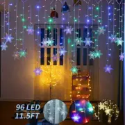 8 Modes 96LED Snowflake Fairy String Lights Curtain Window Party Christmas Decor