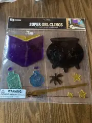 NIP 15 Super Gel Window Clings ‘trick Or Treat’ Cauldron Book Spider Stars