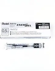 Pentel Energel Liquid Gel Ink Refill 0.5mm Fine Needle Tip Nib Black Ink, Box of 12 Refills (LRN5-A)
