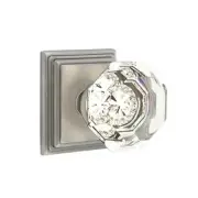 Emtek Old Town Clear Crystal Door Knob Passage Wilshire Rosette Pewter