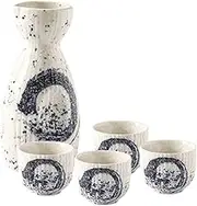 Sake Cup, Durable Japanese Sake Ceramic 5pcs Set with1 Sake Bottle 4 Sake Cups