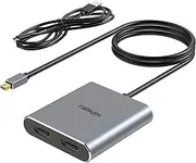 Fairikabe Mini DisplayPort to Dual HDMI Adapter, 4K@60Hz, MST, SST, for Laptop, PC, Monitor, Projector and More