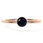 Natural Blue Sapphire Ring 18K Rose Gold Solitaire Women's Engagement Ring