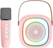 Mini Karaoke Machine for Kids Adults, Portable Bluetooth Speaker with Wireless Microphone, Ideal for Family Home Party, Girls & Boys Birthday Gift (Pink)