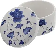 Blue and White Ceramic Ink Dish with Lid Chinese Calligraphy Ink Container for Desk Decor for Painting Drawing and Calligraphy Supplies