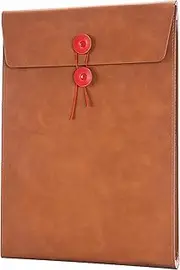 Enyuwlcm PU Leather A4 File Folder Document Holder Filing Envelope Project File Portfolio with String Tie Closure 3/4 Inch Expansion Brown