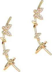 [FRCOLOR] Gold Silver Butterfly Clip Earrings 2pcs Teardrop Earring Studs Versatile for Women Fashion Comfortable for Girls