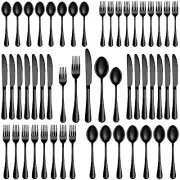 60 Pcs Black Silverware Set, Stainless Steel Serving Sets Service for 12, Mir...