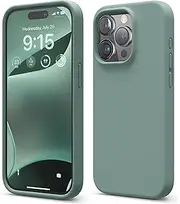 elago Liquid Silicone Case Compatible with iPhone 15 Pro Case, Premium Silicone, Full Body Protective Cover [4 Layer Shockproof Structure], Anti-Scratch Soft Microfiber Lining (Midnight Green)