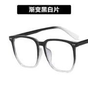 Square Blue Light Filtering Glasses Black & White Frame - Lens - Transparent - One Size
