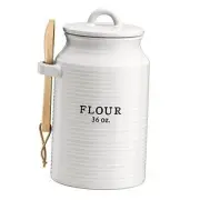 Flour Canister for Kitchen Counter, Decorative Ceramic Flour Container,