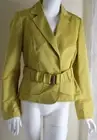 NWT Carlisle Sz 12 Funky CITRON GREEN Fab Woven Shorter Belted Jacket L Artsy