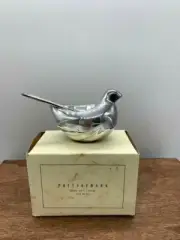 New Silver Pottery Barn Dove Salt Cellar In Orig Box With Serving Spoon