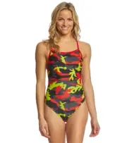 SPEEDO Women's Girl's Camo Squad Flyback One Piece Competition Swimsuit