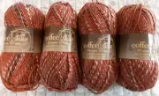 4 Skeins Plymouth CoffeeBeenz Yarn, #9456 Browns, Wool Blend