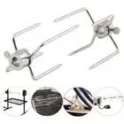 Pair Stainless Steel Grill Rotisserie Meat Forks Rotisserie Skewer Rod Forks BBQ