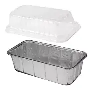 2 lb. Disposable Aluminum Foil Loaf / Bread Pan w/Clear High Dome Lid 100 Sets