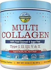 Multi Collagen Powder Type I II III V X with Biotin Vitamin C Hyaluronic Acid, Paleo & Keto Friendly,16 Oz, Skin Hair Nail & Joint Support, Bovine Marine Chicken & Eggshell, Non-GMO Gluten-Free