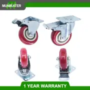 4 × 4" Heavy Duty Swivel Caster Set Rubber Wheels All Swivel & Brake Casters