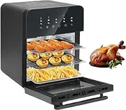 Large Capacity Oven, 1350W Desktop Electric Oven, Adjustable Temperature 70-200℃, 60-Minute Timer, 10 Menus Including Baking Pans, Suitable for Hotels, Restaurants and Home Baking