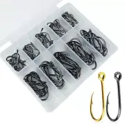 200pcs Fishing Hooks Set Carbon Steel Single Circle Fishhook Barbed Carp Hooks