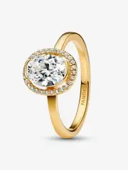 *BRAND NEW* Pandora 14k Yellow Gold Plated Oval Sparkling Halo Ring 163802C01