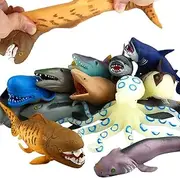 ValeforToy Ocean Sea Animal, 8" Rubber Bath Toy Set(8 Pack Random), Food Grade Material TPR Super Stretches, Some Kinds Can Change Colour, Floating Bathtub Toy Party Shark Octopus Figure