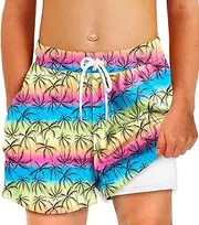[Deerose] Boys Swim Trunks with Compression Lined Kids Summer Beach Shorts 5-14 Years