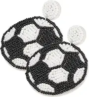 [LIFKOME] 1 Pair Football Earrings Vintage Earrings Beaded Earrings Aesthetic Earrings Dangle Drop Earrings Dangle Earrings Woven Earrings Sports Ball Earrings Handmade Earrings Fun Earrings